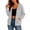 Gray, variant on Women Full Zip Contrast Stitch Hooded Jacket Long Sleeve Hoodie with Kangaroo Pocket for Daily Casual Outdoor