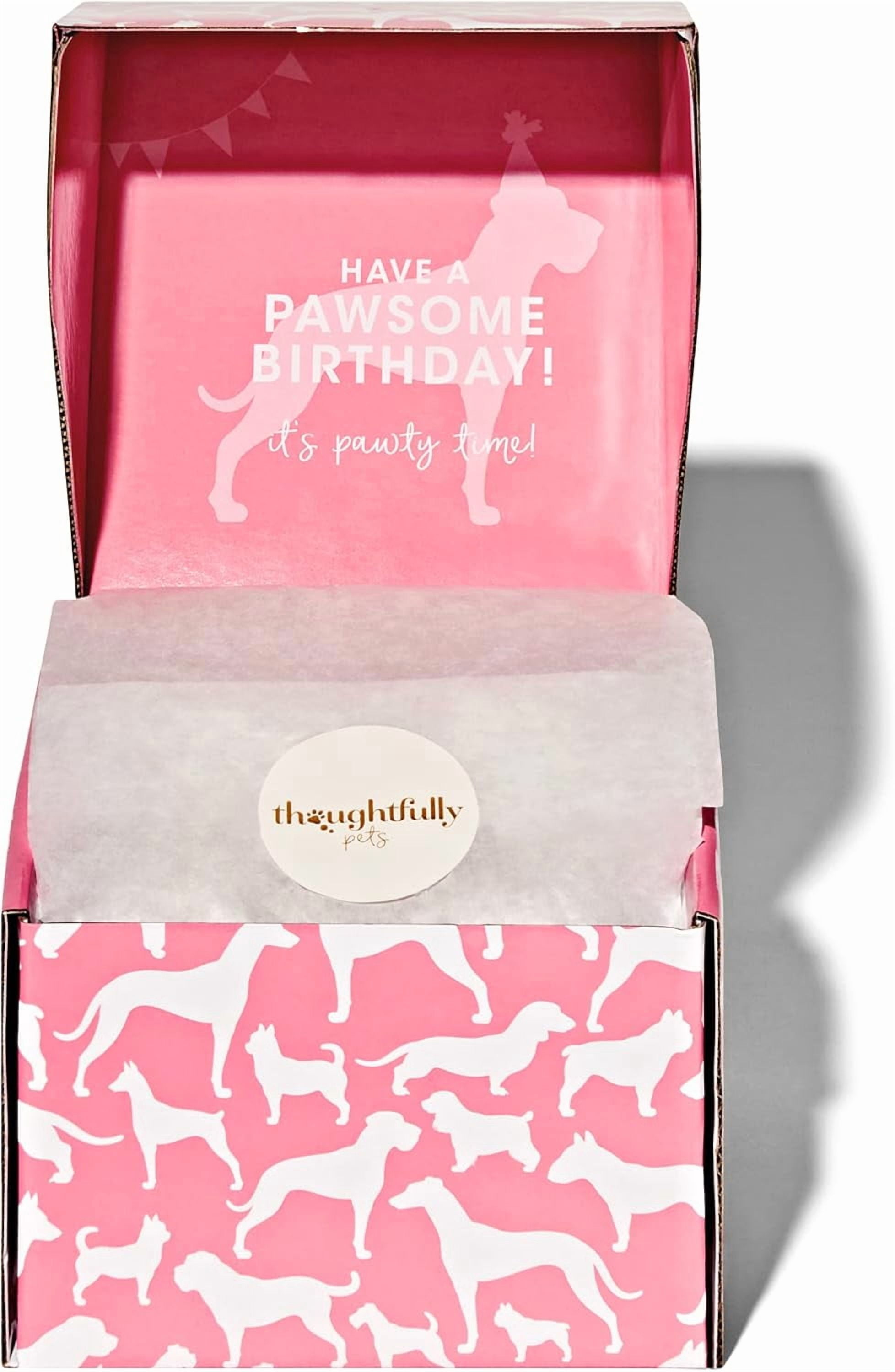 Thoughtfully Dog Birthday Cake, Peanut Butter Flavored Mini Cookie Cake Treat, Hand Decorated Pink Hollow Biscuit Cake