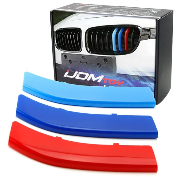 M-Colored Grille Insert Trims For BMW F30 3 Series 320i 328d 328i 335i 340i w/Standard Kidney Grill (11 Beams), NOT 8-Beam Black Grille nor M3
