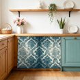 thumbnail image 5 of Turquoise Boho Cabinet Curtains 28"W x 35L, Teal Ombre Floral Ethic Tribe Under Sink Skirt for Bathroom Vanity Kitchen Self Adhesive, Dust-Proof Privacy Curtain for Closet Shelves Laundry Room, 5 of 9