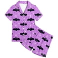 thumbnail image 4 of Outfit Sets for Girls Halloween Cute Stylish Print Silky Short Sleeve Shirt Shorts Loungewear 2 Piece Outfits Size 2-3Y, 4 of 4