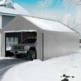 thumbnail image 7 of ECOLINEAR Carport 10x20 ft Heavy Duty Carport, Outdoor Potable Garage with Removable Sidewalls & Zipper Doors, Carport Canopy Anti UV All-Season Waterproof Tarp,Car Canopy for Cars,Boats,Gray, 7 of 7