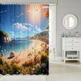 thumbnail image 2 of Beach Shower Curtain Kids Beach Ocean Fabric Shower Curtain Nutrue Theme Bathroom Waterproof Accessories with 12 Hooks for Women Men Summer Holiday Curtains,72x72 Inches, 2 of 6