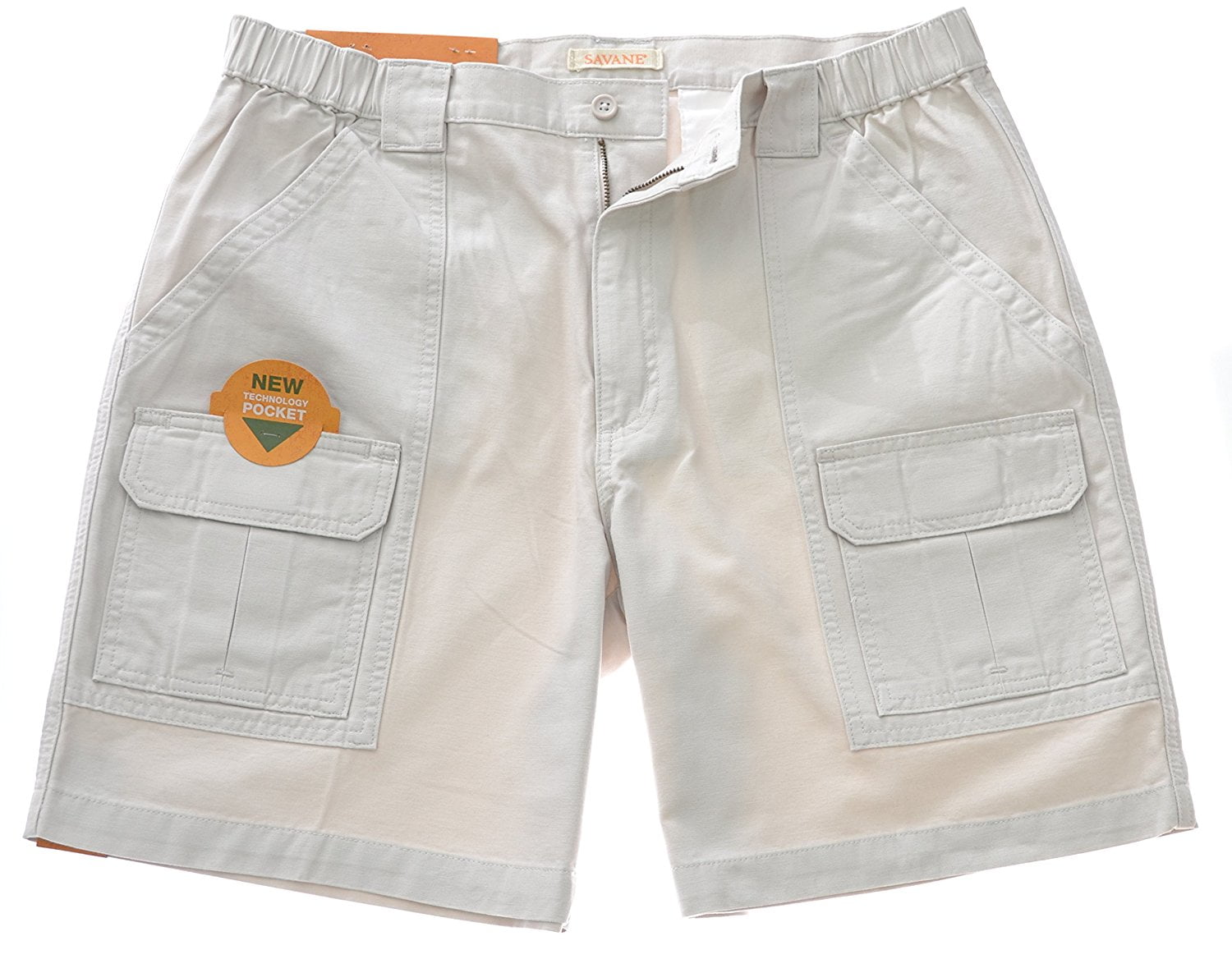 Savane Men s UPF 30 Comfort Hiking Cargo Shorts w Tech Pocket Khaki 34