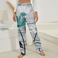 thumbnail image 3 of Teal And White Daisy Flower And Butterfly Winter Female Pants Flannel High Waist Women Pants Lady Warm Straight Leg Plush Trousers, 3 of 7