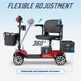 thumbnail image 6 of REARFIT Foldable 4 Wheels Mobility Scooter for Seniors, Electric Wheelchair with Detachable Battery, Dual Baskets, Cup & Phone Holder, 330lbs, Red, 6 of 12