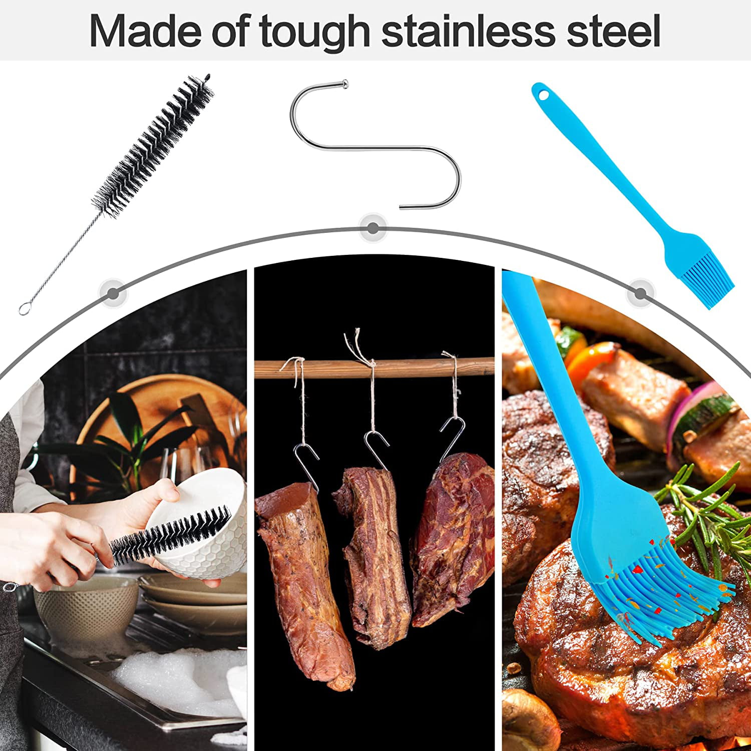 Stainless Steel BBQ Smoker - High Grade 304 Stainless Steel 8+ Hours Hot or Cold Smoking Generator for Cheese Fish or Meat on BBQ Grill - Barbecue