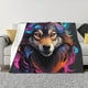 thumbnail image 1 of Fotbe Colorful Wolf Head Manta de Franela con Estampado, Manta Ultrasuave para Cama, Sofá, Auto, Hipoalergénica y Antibolitas-80"x60", 1 of 6