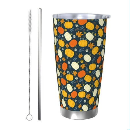 

Matuu Autumn Pumpkin Maple Leaf Plants for 20oz Durable Thermal Cups Keep Drinks Cold and Hot Insulated Car Mug with Lid-Straw Two-piece Set