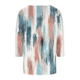 thumbnail image 6 of HOMBOM Blue Shirts for Women 3/4 Sleeve V Neck Pullover Tie-Dye Loose Tunic Tee, 6 of 6