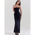 thumbnail image 5 of Women'S Bodycon Dress with A Cinched Waist Strapless Design Off-the-Shoulder Style with Boning Black L, 5 of 9