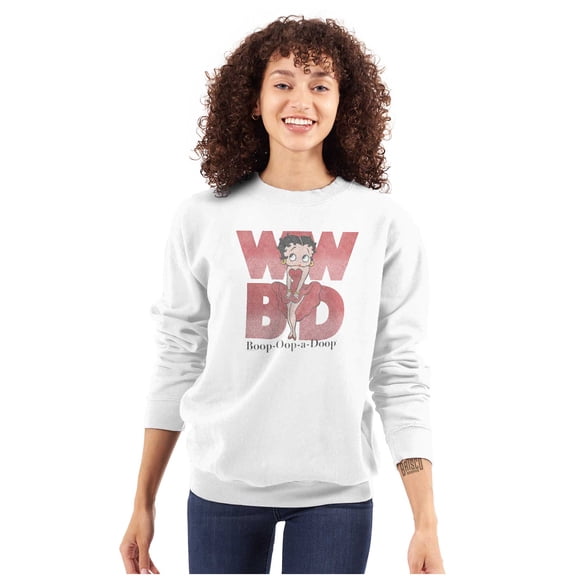 Retro Betty Boop Cartoon WWBD Funny Women Crewneck Sweatshirt Brisco Brands S