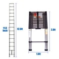 thumbnail image 2 of Telescoping Extension Ladder Stainless Steel Single Ladder Portable Home DIY RV Ladder with Non-Slip Feet, 330lbs Max Load, EN131 Standard, Easy to Store and Transport (12.5ft), 2 of 8