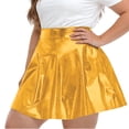 thumbnail image 2 of Qiopertar Plus Size Pleated Skirts for Women Hot Stamping Casual Short Skirts Waist Cinching A-Line Umbrella Skirts Fashion Comfy Stretchy, Gold 4XL, 2 of 7