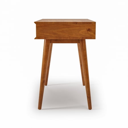 Camaflexi Mid Century Modern Desk Solid Wood Writing Table for Small Spaces, Brown (little damaged; see the picture) (No test)