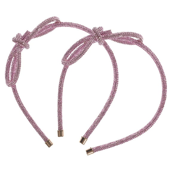 Elegant Sparkly Rhinestone Headband for Women with Adorable Bow Pink