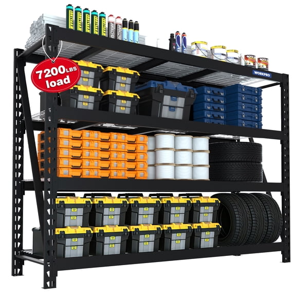 WORKPRO 7200lbs 68" Ultra Wide 4-Tier Metal Garage Storage Shelves, Heavy Duty Adjustable Storage Rack for Basement, Warehouse, Workshop, 68"W x 24"D x 65"H