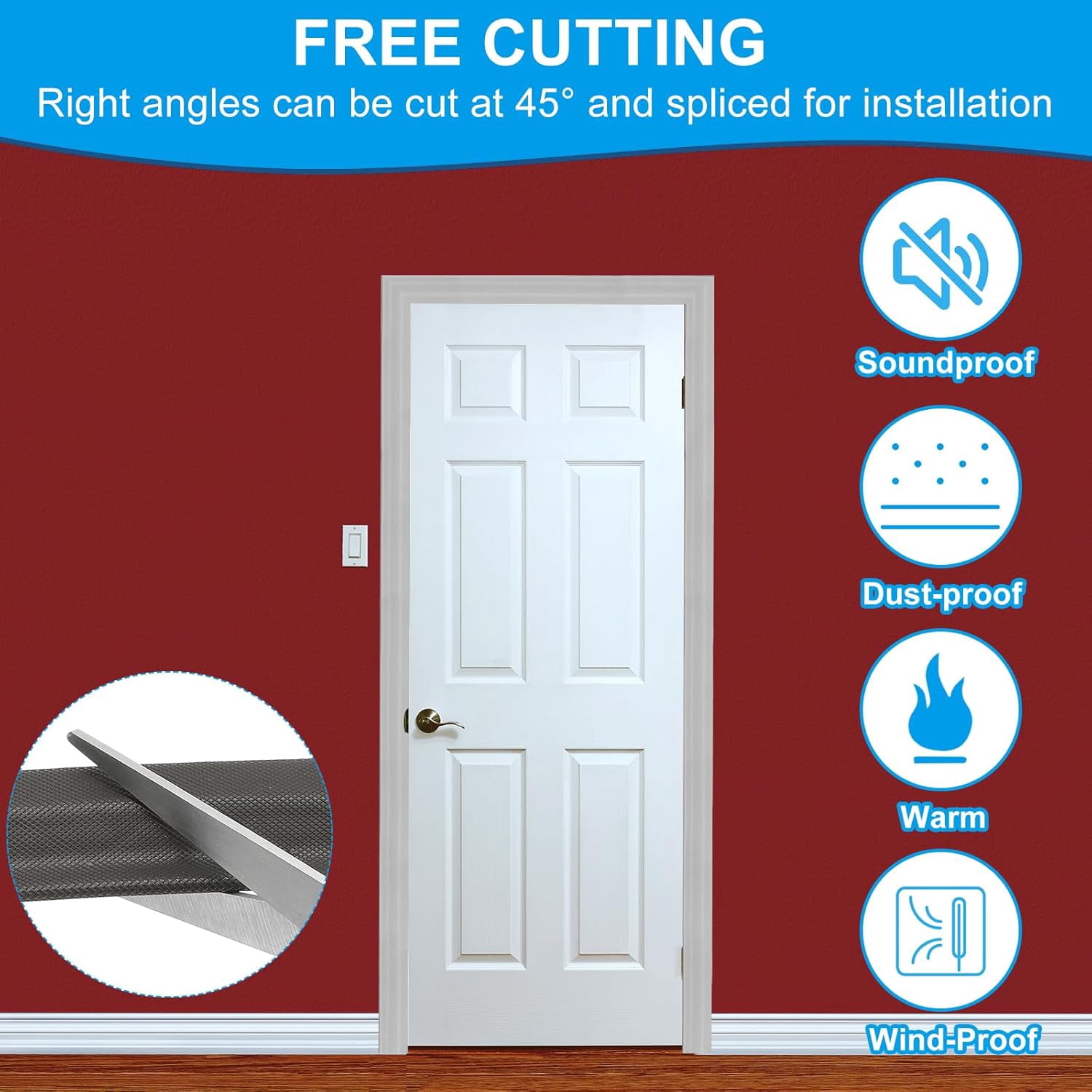 FRKSMD-16 Feet Kerf Weather Stripping Door Seal, Self Adhesive PU Foam Weather Strip V-Shaped Soundproof Door Insulation Strip for Window Door Bottom and Side, Brown