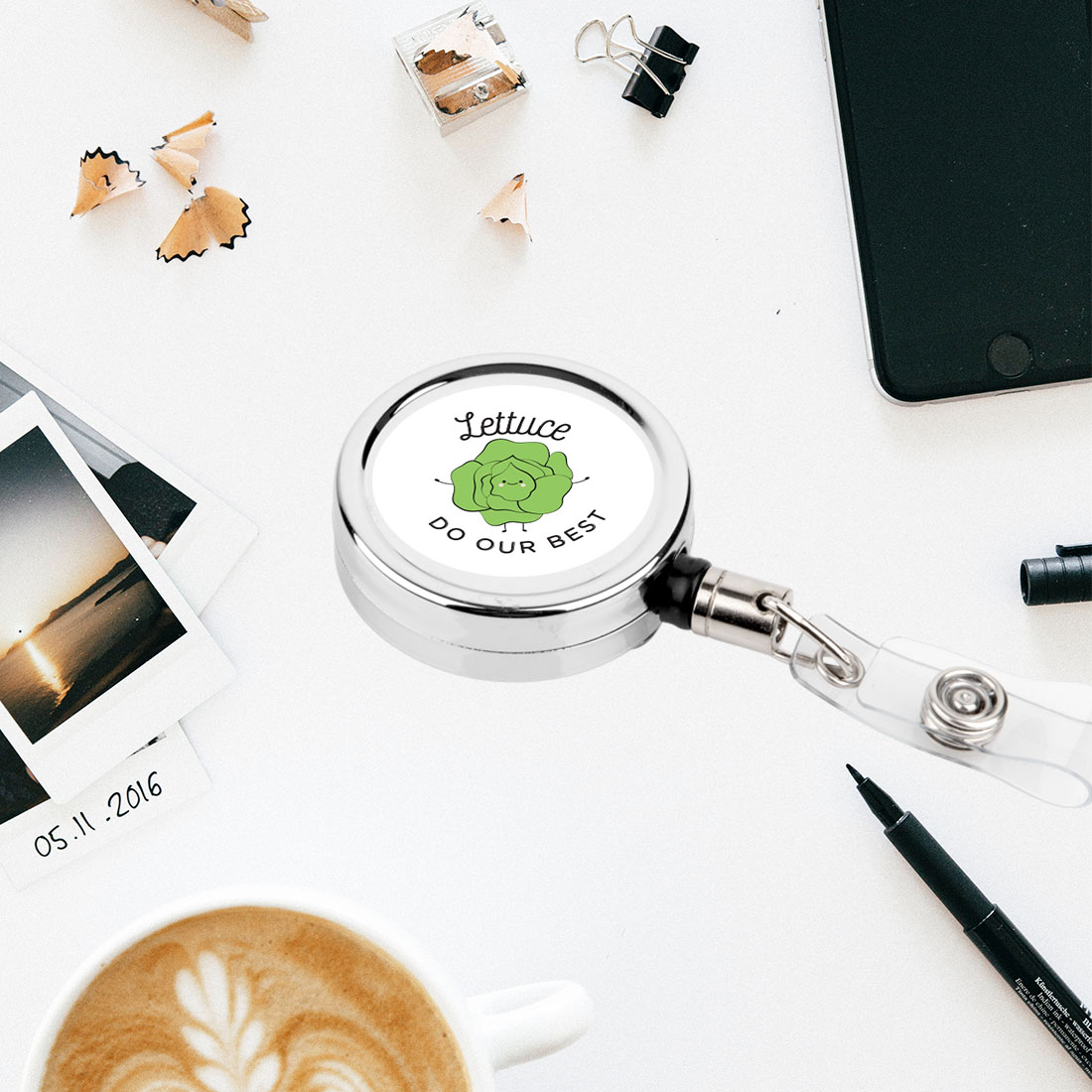 Koyal Wholesale Retractable Badge Reel Holder With Clip, Lettuce Do Our Best, Funny Food Pun Anime