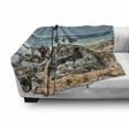 thumbnail image 3 of Driftwood Soft Flannel Fleece Throw Blanket, Raft of Driftwood on the Shoreline with Seagulls Wavy Seand the Sky Digital Image, Cozy Plush for Indoor and Outdoor Use, 60" x 80", Blue, by Ambesonne, 3 of 6