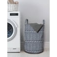 thumbnail image 3 of Tribal Laundry Bag, Composition of Mini Triangles and Streaks Ornamental Prehistoric Layout, Basket with Handles Drawstring Closure for Laundromats, 13" x 19", Dark Indigo Baby Blue, by Ambesonne, 3 of 4