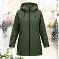 thumbnail image 6 of Feancey Lightweight Hooded Jackets for Women Waterproof Packable Raincoats Full Zip Stand Collar Windbreaker Rain Jacket Mid Length Fall Outerwear Green L, 6 of 9