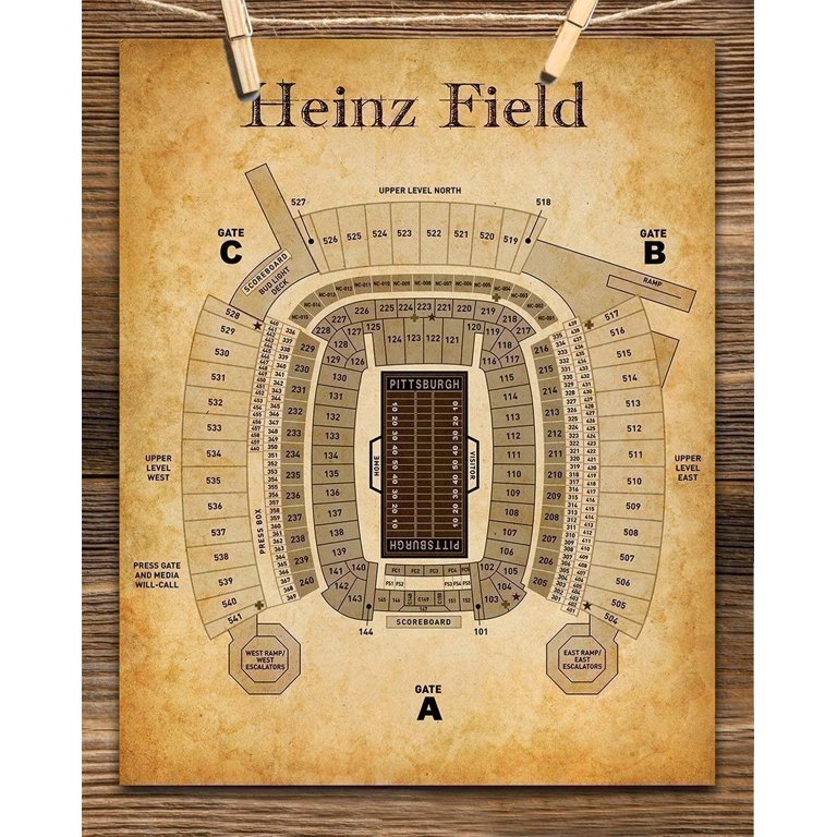 : Heinz Field of Pittsburgh Football Seating Chart - 11x14  Unframed Art Print - Great Sports Bar Decor and Gift Under $15 for Football  Fans : Handmade Products