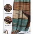 thumbnail image 3 of Western Texas Star Retro Kitchen Curtains Country Farmhouse Teal Brown Wood Grain Cafe Short Curtains for Bathroom Blackout Window Curtain Small Window Treatment Drapes for Bedroom 42"x45"x2, 3 of 9