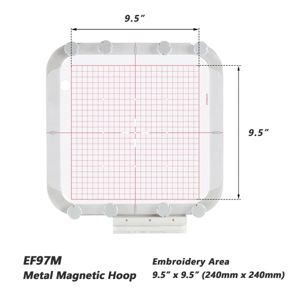 MaggieFrame Magnetic Embroidery hoop 9.5x9.5 inch for Brother/Babylock Embroidery Machine,Babylock Destiny (BLDY) Sewing Machines(240x240mm-EF97M)