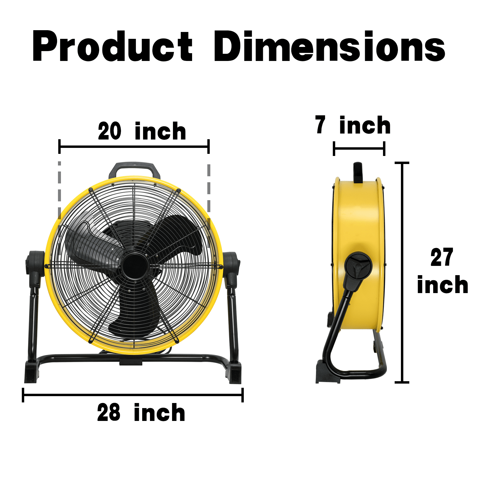 20 Inches 6000 CFM Heavy Duty High Velocity Barrel Floor Drum Fan with DC Brushless Motor, Stepless Speed Adjustment for Workshop, Garage, Commercial or Industrial, UL Safety Listed