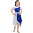 thumbnail image 2 of Aislor Kids Girls Color Block Asymmetrical Lyrical Contemporary Dance Dress Praise Dance Tunic, 2 of 7