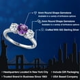 thumbnail image 2 of Gem Stone King 925 Sterling Silver Purple Amethyst and White Topaz Engagement Ring for Women | 2.20 Cttw | Round 6MM | Gemstone February Birthstone | Size 8, 2 of 6