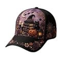 thumbnail image 2 of SAZBJOJN Baseball Cap for Women Men Pumpkin Witch Printed Trucker Hat Gothic Halloween Baseball Cap Fall Holiday Halloween Hats for Daily Wear Color Pink M, 2 of 4