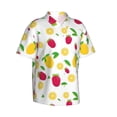 thumbnail image 3 of Xecao Strawberry and Lemon print Hawaiian shirt - a stylish short-sleeve button-down for men, perfect for casual beach and tropical outings., 3 of 9