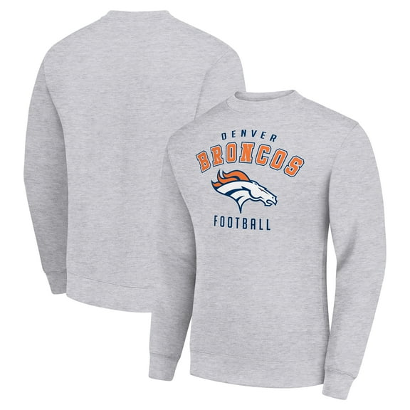 Men's Starter Heather Gray Denver Broncos Team Logo Pullover Sweatshirt