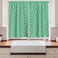 thumbnail image 2 of Ambesonne Retro Kitchen Curtains, Swirly Striped Flowers Art, 55"x30", Sea Green Dark Teal and White, 2 of 3