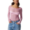 thumbnail image 2 of Yunliwuli Women's Summer Sheer Crop Tops Long Sleeve Fitted Short Lace Going Out Tops for Party, 2 of 10