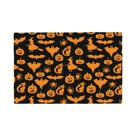 

Placemats Set of 4 halloween bat witch Heat Resistant Non - Slip Place mats Waterproof table mat for Kitchen Dining-4片装