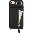 thumbnail image 6 of iPhone 7 8 SE (2020) Case with Card Holder for Women, iPhone 7 Phone Case Wallet with Strap Credit Card Slots Crossbody with Kickstand Zipper Shockproof Case for iPhoneSE (2020) - Black, 6 of 16