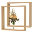 thumbnail image 1 of 2-Pack Dried Flower Frame, 10 x 10 Inch Double Acrylic Wooden Dried Flower Photo Floating Frame [Wood Color], 1 of 7