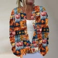 thumbnail image 2 of QATAINLAV Thanksgiving Knitted Sweaters for Women Novelty 3D Print Button Down Cardigans Long Sleeve Open Front Outerwear Jacket, Orange, XL, 2 of 6