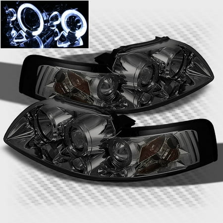 - Smoked 1999-2004 Ford Mustang Twin Halo Projector Headlights Smoke Head Lights Pair Left+Right 2000 2001 2002 2003