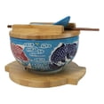 thumbnail image 4 of Blue And Red Koi Fishes Donburi Ramen Bowl With Lid Trivet Spoon Chopsticks Set, 4 of 9