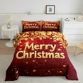 thumbnail image 2 of jejeloiu Merry Christmas Queen Comforter Set,Gold Stars Bedding Sets,Autumn Fall Leaves Bedding Comforter Set For Men Women,Lightweight Room Decor Reversible,3pcs, 2 of 8