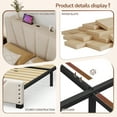 thumbnail image 3 of EnHomee Full Bed Frame with Adjustable Headboard Upholstered Full Size Platform Bed Frame with LED Lights & Charge Station ,Beige, No Box Spring Needed, Noise Free, 3 of 10