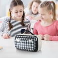 thumbnail image 3 of Hyknon Magnetic Checkered Pencil Cases, Large Capacity Pencil Case Pouch with Transparent Lid, Multi Compartments Stationery Bag with Handheld, Multi-Functional Pen Bag for Office Travel Daily, Black, 3 of 6
