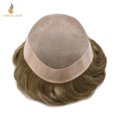 thumbnail image 3 of Lyrical Hair Toupee for Men Fine Mono Mens Toupee Human Hair Replacement Systems Monofilament with NPU Hairpiece for Man Black Brown Blonde Gray Hair Wig Unit, 3 of 6