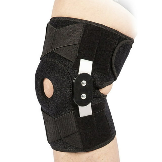 Attelle de Sport Bande de Genou Ajustable Bandage Protecteur pour Genou avec Stabilisateur Métallique Latéral