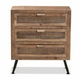 thumbnail image 3 of Baxton Studio Calida Brown Finished Wood and Rattan 3-Drawer Storage Cabinet, 3 of 9