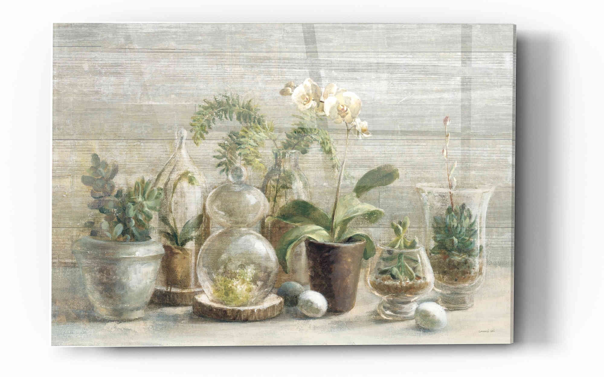 Greenhouse Orchids Beige and Green Canvas Wall Art